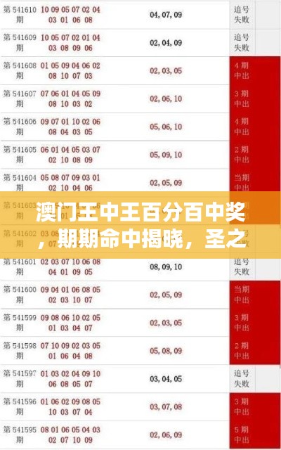 澳门王中王百分百中奖,期期命中揭晓,圣之道CMY854赢家诞生