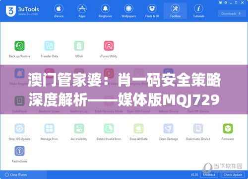 澳门管家婆:肖一码安全策略深度解析——媒体版MQJ729.88