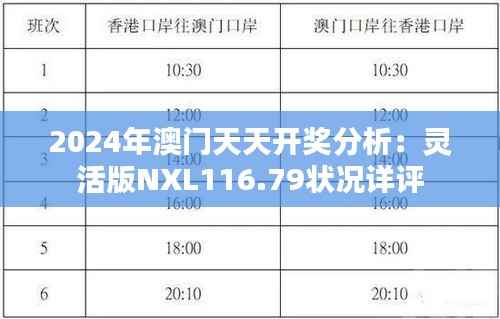 2024年澳门天天开奖分析:灵活版NXL116.79状况详评