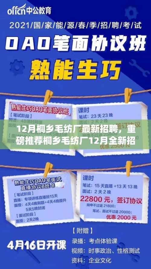 桐乡毛纺厂12月全新招聘启事,职业梦想从这里起航!