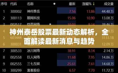 神州泰岳股票最新动态解析,全面解读最新消息与趋势